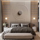 Miniatura fototapety Kamień na piasku z wzorami we wnętrzu sypialni