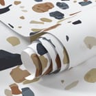 Miniatura fototapety Kolorowy wzór terrazzo na jasnym tle - realne zdjęcie w rolce