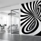 Miniatura fototapety Czarno-białe spiralne wzory 3D we wnętrzu biura