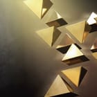 Miniatura fototapety Złote Trójkątne Bryły w Przestrzeni