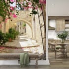 Miniatura fototapety Uliczka z łukiem i kwiatami we wnętrzu przedpokoju