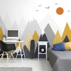 Miniatura fototapety Geometryczne góry dla dzieci - aranżacja w pokoju nastolatka