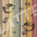 Miniatura fototapety Kubki kawy i ziarna na pasach