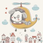 Miniatura fototapety Pies w helikopterze z szalikiem