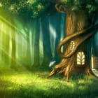 Miniatura fototapety Drzewo z Oknami w Bajkowym Lesie