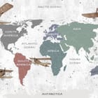Miniatura fototapety Mapa świata z samolotami vintage