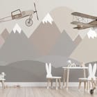 Miniatura fototapety Stare samoloty nad górami - aranżacja w pokoju dziecka