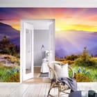 Miniatura fototapety Górski krajobraz o wschodzie słońca we wnętrzu salonu