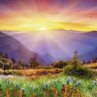 Miniatura fototapety Górski krajobraz o wschodzie słońca