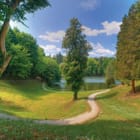 Miniatura fototapety Ścieżka w parku o świcie