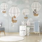 Miniatura fototapety Zwierzęta w Balonach na Niebo - aranżacja w pokoju dziecka