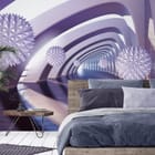 Miniatura fototapety Geometryczne kule w tunelu 3D - aranżacja w sypialni