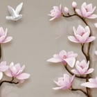 Miniatura fototapety Gałązki magnolii na jasnym tle
