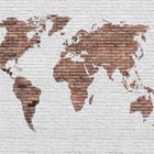 Miniatura fototapety Mapa świata na ceglanej ścianie