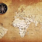 Miniatura fototapety Stara mapa świata z kompasem