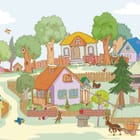 Miniatura fototapety Kolorowa Wioska z Domkami