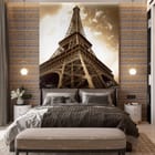 Miniatura fototapety Perspektywa Wieży Eiffla we wnętrzu sypialni