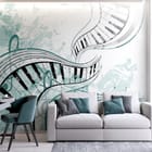 Miniatura fototapety Falujące klawisze i nuty we wnętrzu salonu