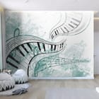 Miniatura fototapety Falujące klawisze i nuty we wnętrzu pokoju nastolatka