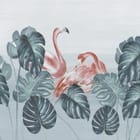 Miniatura fototapety Flamingi wśród liści monstery