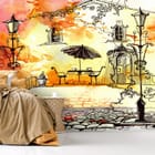Miniatura fototapety Taras z latarniami i stolikiem - aranżacja w sypialni