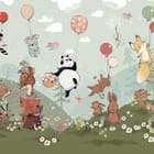 Miniatura fototapety Zwierzęta z balonami na łące