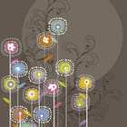 Miniatura fototapety Abstrakcyjne kwiaty na ciemnym tle