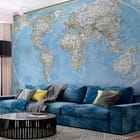 Miniatura fototapety Mapa świata z granicami państw we wnętrzu salonu
