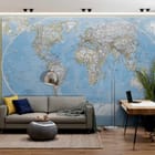 Miniatura fototapety Mapa świata z granicami państw we wnętrzu biura