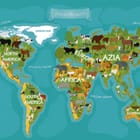 Miniatura fototapety Mapa świata dla dzieci z kontynentami