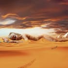 Miniatura fototapety Pustynny krajobraz z piramidami