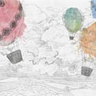 Miniatura fototapety Kolorowe balony nad miastem