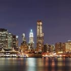 Miniatura fototapety Nocna panorama miasta z mostem