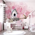 Miniatura fototapety Domek dla ptaków na gałęzi we wnętrzu pokoju nastolatka