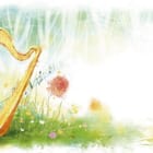 Miniatura fototapety Złota harfa na łące