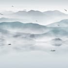 Miniatura fototapety Mglista górska panorama z wodą
