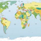 Miniatura fototapety Kolorowa mapa świata z krajami
