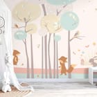 Miniatura fototapety Leśne lisy w bajkowej scenerii - aranżacja w pokoju dziecka