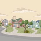 Miniatura fototapety Kolorowe domy na przedmieściach