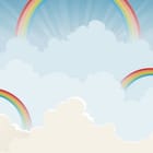 Miniatura fototapety Tęcza na tle chmur i łąki