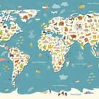 Miniatura fototapety Mapa świata z kontynentami dla dzieci