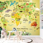 Miniatura fototapety Mapa świata dla dzieci z ikonami - aranżacja w pokoju dziecka