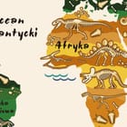 Miniatura fototapety Mapa świata z dinozaurami - realne zdjęcie w rolce