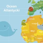 Miniatura fototapety Mapa świata dla dzieci z ilustracjami - realne zdjęcie w rolce