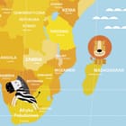 Miniatura fototapety Mapa świata dla dzieci z ilustracjami - jakość wydruku i struktura materiału