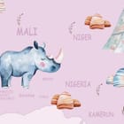 Miniatura fototapety Mapa świata z ilustracjami zwierząt - realne zdjęcie w rolce