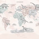 Miniatura fototapety Mapa świata z dinozaurami dla dzieci