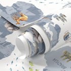 Miniatura fototapety Mapa świata dla dzieci z ikonami - realne zdjęcie w rolce