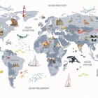 Miniatura fototapety Mapa świata dla dzieci z ikonami