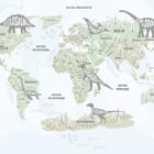 Miniatura fototapety Mapa świata z dinozaurami